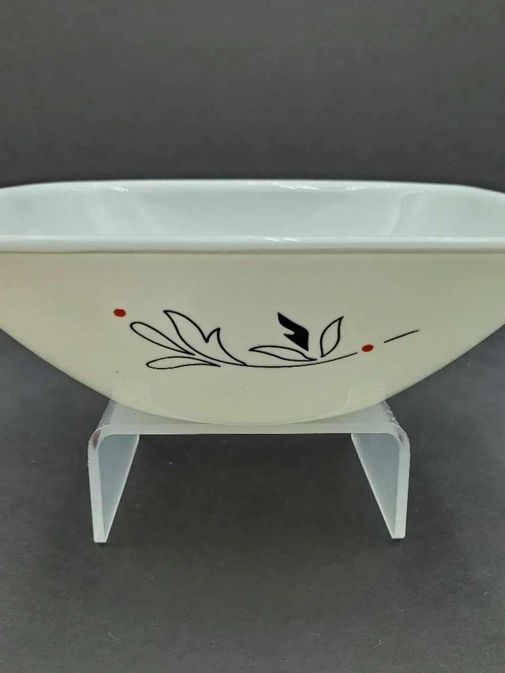 Corelle Royal Lines Soup Cereal Bowls Square White Bowls with Red Rims